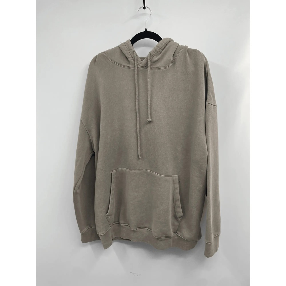 Public Supply NYC‎ Mens Oversize Hoodie Sweatshirt L Brown Washed Quilted Hood